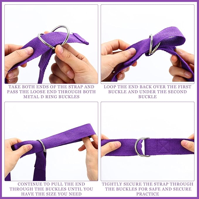 6 Pcs Yoga Strap for Stretching 8 Ft Yoga Exercise Adjustable Straps Bands with Safe Adjustable D Ring Buckle for Pilates Gym Workouts Fitness Improves Sitting Posture-GravixFit
