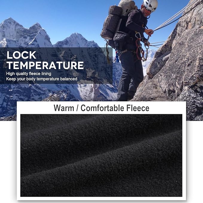 Toomett Men's hiking Snow Pants Skiing Winter Insulated Fleece lined Outdoor Water Repellent camping,walking,fishing