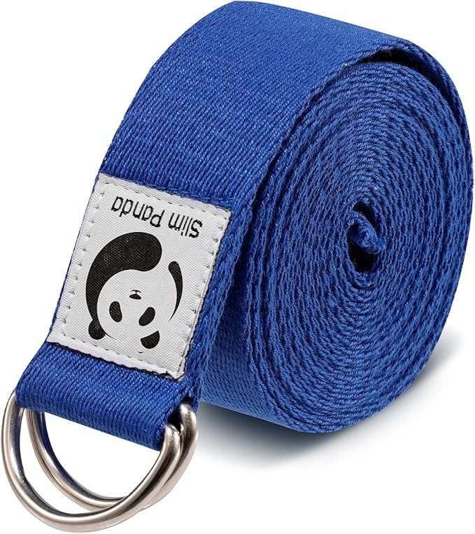 Slim Panda Yoga Strap for Stretching,Cotton Yoga Strap with Adjustable D-Ring Buckle,Non-Elastic Yoga Belt for Pilates,Gym Workouts,Physical Therapy,Improve Flexibility-GravixFit
