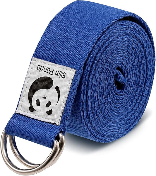 Slim Panda Yoga Strap for Stretching,Cotton Yoga Strap with Adjustable D-Ring Buckle,Non-Elastic Yoga Belt for Pilates,Gym Workouts,Physical Therapy,Improve Flexibility-GravixFit