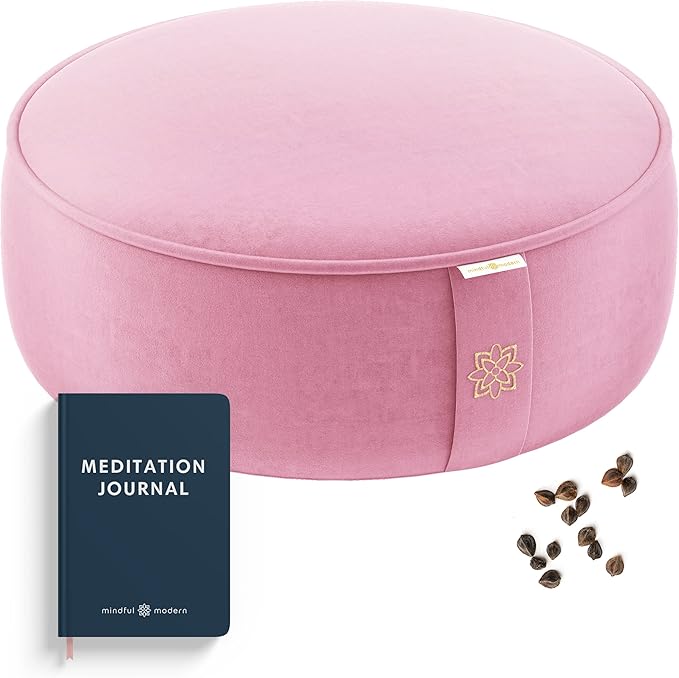 Mindful and Modern Velvet Meditation Cushion - Luxury Zafu Floor Pillow for Yoga - Large Buckwheat Meditation Pillow with Luxe Removable Cover in Six Colors-GravixFit