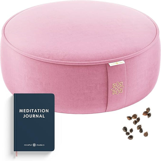 Mindful and Modern Velvet Meditation Cushion - Luxury Zafu Floor Pillow for Yoga - Large Buckwheat Meditation Pillow with Luxe Removable Cover in Six Colors-GravixFit