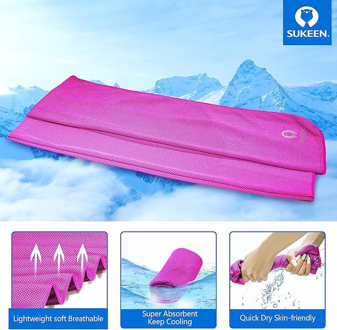 Sukeen Cooling Towel (40"x12"),Ice Towel,Soft Breathable Chilly Towel,Microfiber Towel for Yoga,Sport,Running,Gym,Workout,Camping,Fitness,Workout & More Activities-GravixFit
