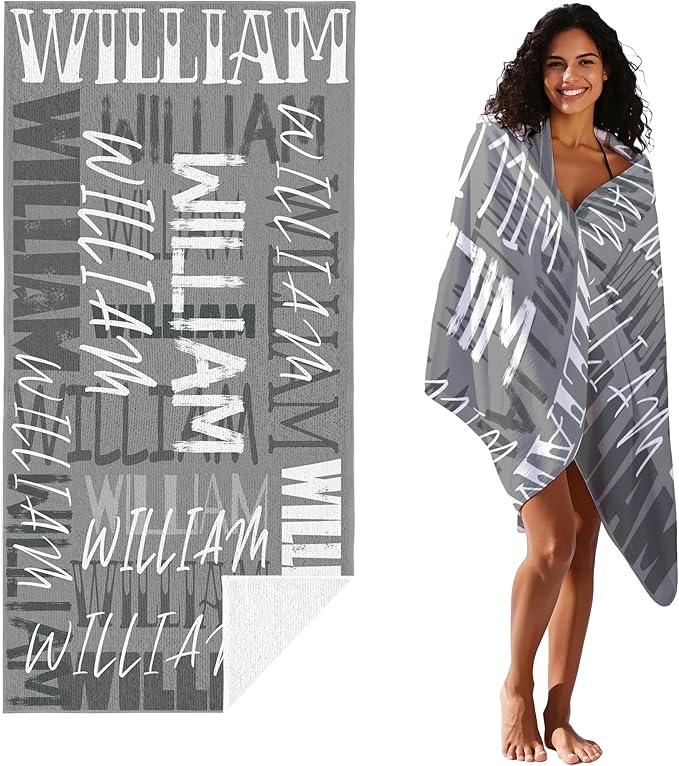 JML Personalized Beach Towel with Name, Custom Beach Towel with Name, Customized Microfiber Pool Towel, Quick Dry & Absorbent Swim Towel for Adult,Anniversary, Birthday, Summer Holiday,Vacation-GravixFit