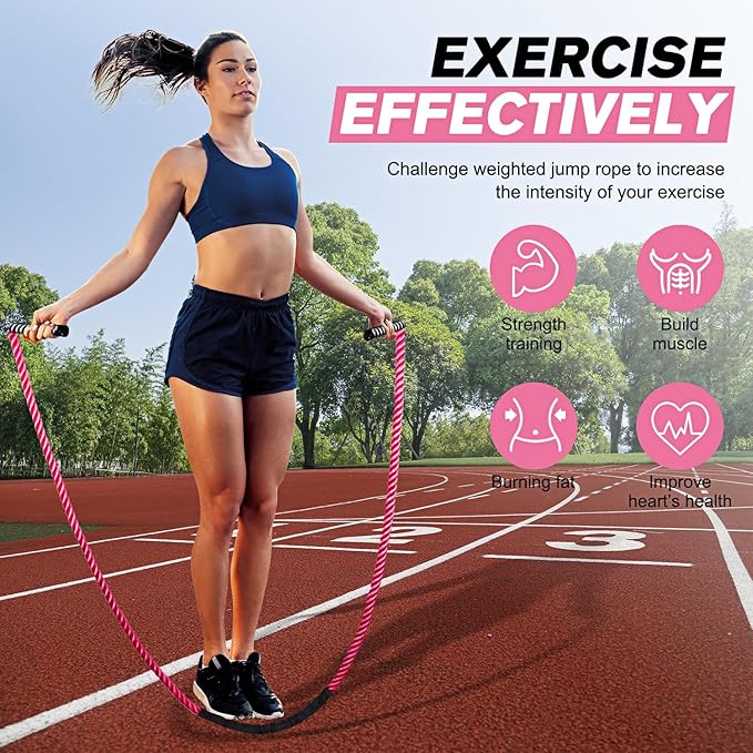 HPYGN Jump Rope, Weighted Jump Rope for Men women, 2.8lb 3.8lb 5lb Heavy Skipping Rope for Exercise, Adult Jumpropes for Home Workout, Improve Strength and Building Muscle,Total Body Workout Equipment-GravixFit