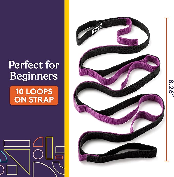 SPECIAL SUPPLIES Yoga Strap for Stretching, Stability Training, Fitness, Flexibility, Physical Therapy, Home Workout Equipment, Strength Training, and Pilates (Purple)-GravixFit