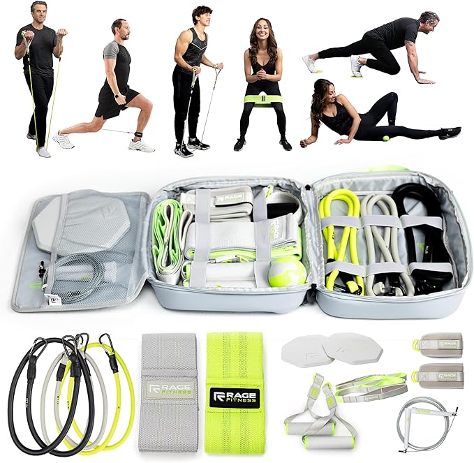 Ex Kit Home Gym Equipment with Carry Bag - 10Pcs Resistance Bands Kit with Handles, Door Anchor, Jump Rope, Booty Bands & More – Full Body Workout Bands Set for Strength, Cardio & Flexibility-GravixFit