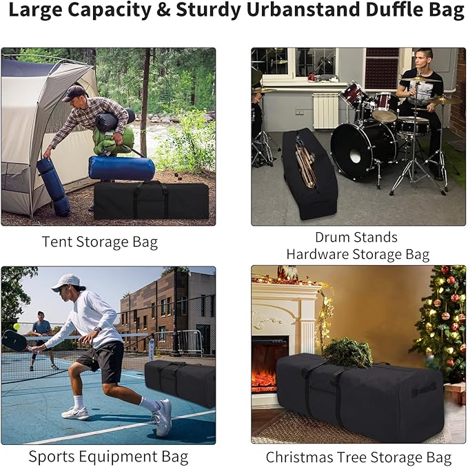 52 Inch Large Duffle Bag for Travel Camping Sport Equipment Storage Bag with 2-way Lockable Zippers (Black)-GravixFit