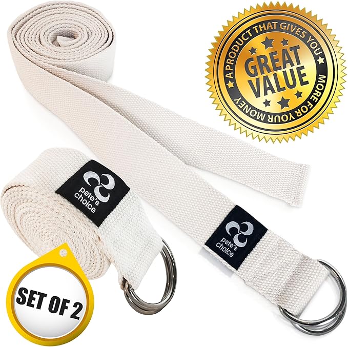 2-PACK or 5-PACK Yoga Exercise Adjustable Straps 8Ft | BONUS eBook | with Durable D-Ring For Pilates & Gym Workouts | Hold Poses, Stretch, Improve Flexibility & Maintain Balance-GravixFit