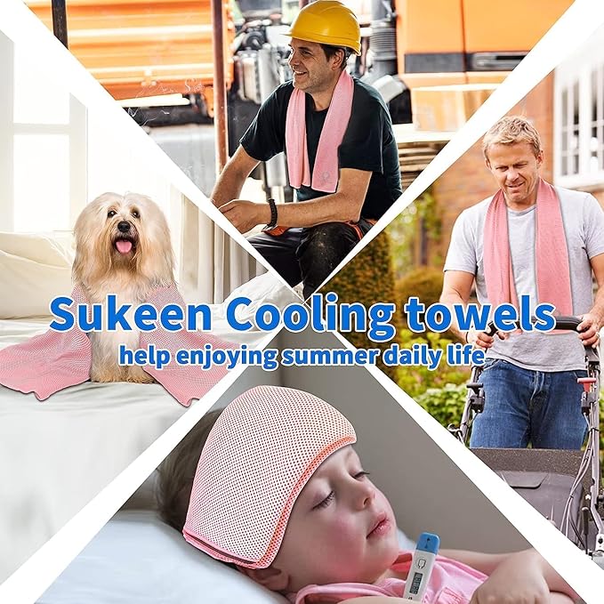 Sukeen Cooling Towel (40"x12"), Ice Towel Sets,Soft Breathable Chilly Towel,Microfiber Towel for Yoga,Sport,Running,Gym,Workout,Camping,Fitness,Workout & More Activities, 6 Pack-GravixFit