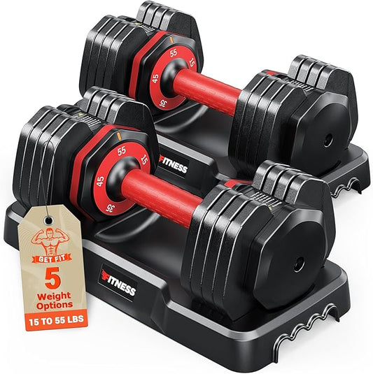 Adjustable Dumbbells Set of 2, 1 Hand Adjustable Weights Dumbbells Set, 5 in 1/10 in 1 Free Dumbbell with Anti-Slip Texture Handle, 25/55/80lb Pair Weight Set For Home Gym Suit both Men and Women-GravixFit