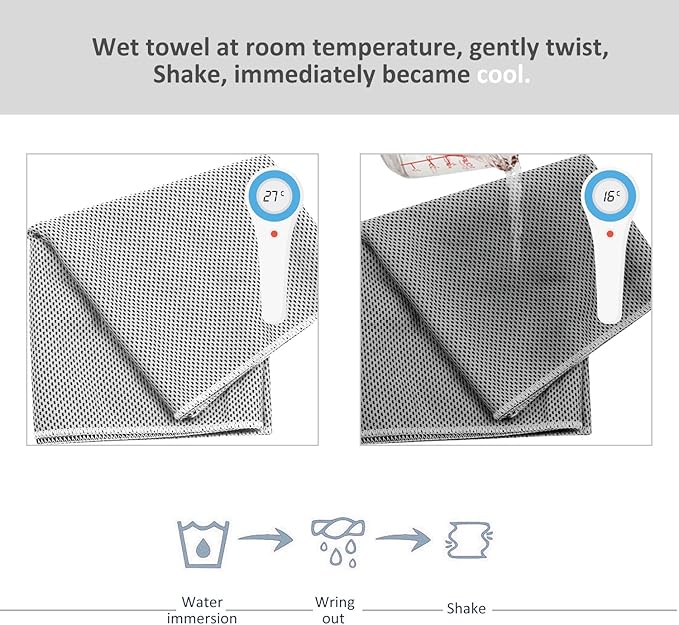 Biange Cooling Towel (Pack of 20, 40"x12") with Pouches for Sports, Workout, Fitness, Gym, Yoga, Golf, Pilates, Travel, Camping & More-GravixFit