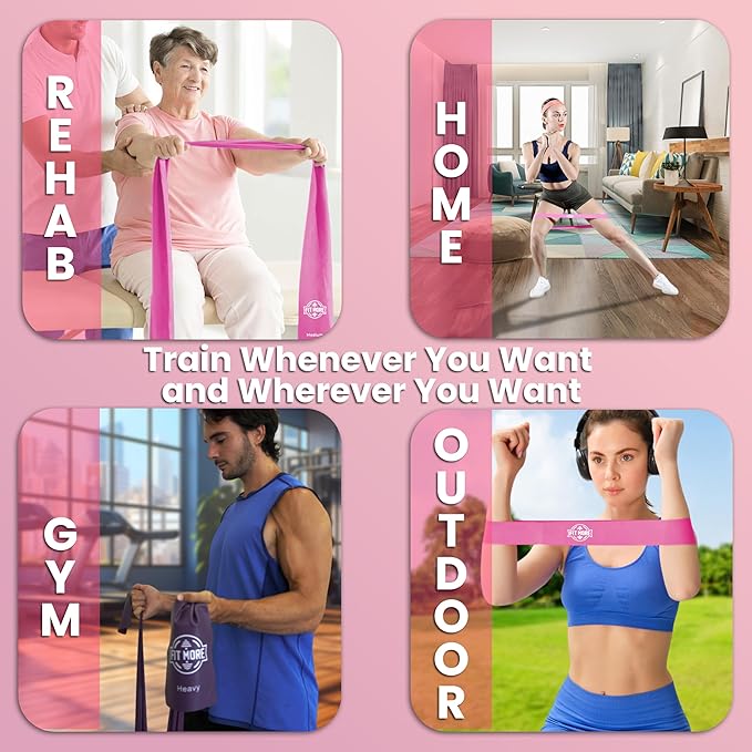 Resistance Bands for Women with Online Workouts Included - Set of Loop & Flat Bands | Ideal for Tone and Sculpt Body at Home, Pilates, Yoga or Rehab with Safe Guided Training-GravixFit