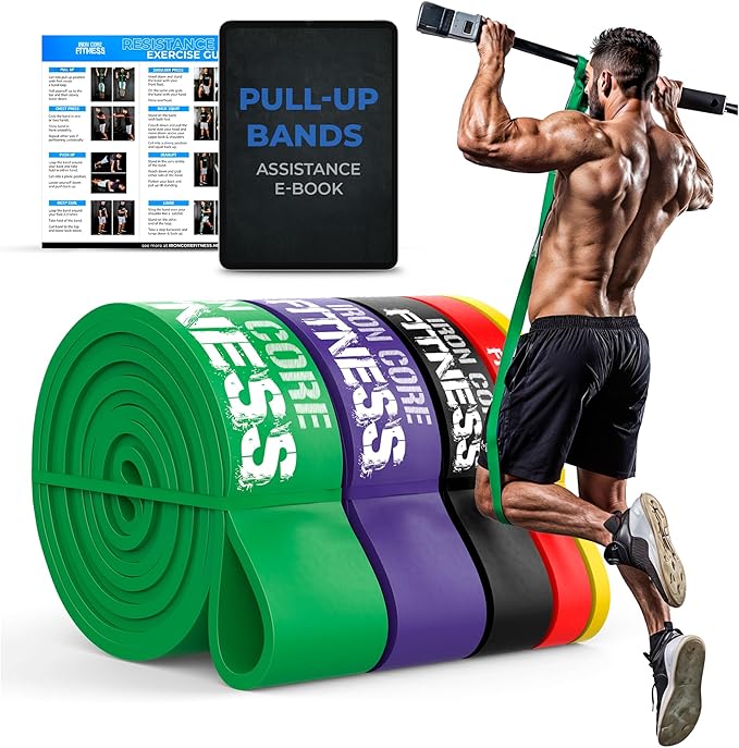 Pull Up Assistance Resistance Bands - Long Loop Power Bands for Men and Women - Strength Power Flexibility Training at Home & Gym - Ebooks & Workout Chart Included by Iron Core Fitness-GravixFit