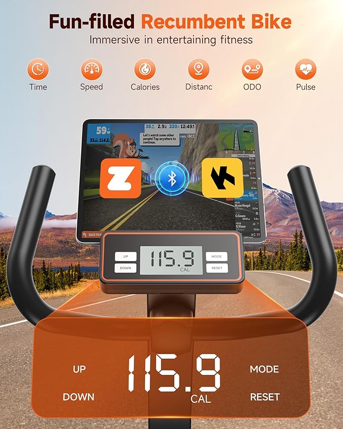 Niceday Recumbent Exercise Bike, Recumbent Bike for Home, Recumbent Stationary Bike 400LBS Weight Capacity, Magnetic Recumbent Bike with Smart APP, LCD Monitor, Heart Rate Handle