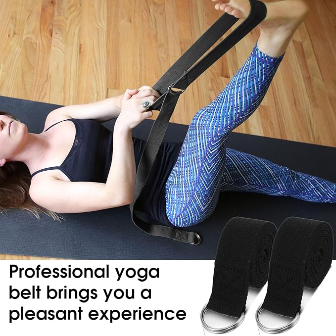 12 Pcs Yoga Strap 6Ft Exercise Stretch Bands for Flexibility with Adjustable Metal D Ring Buckle Loop Stretch Strap Non Elastic Yoga Belt Yoga Exercise Adjustable Straps for Pilates-GravixFit