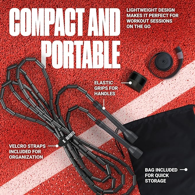 Sportbit Elite Beaded Jump Rope - Adjustable Speed Rope for Fitness, CrossFit, Boxing - Tangle-Free, Lightweight-GravixFit