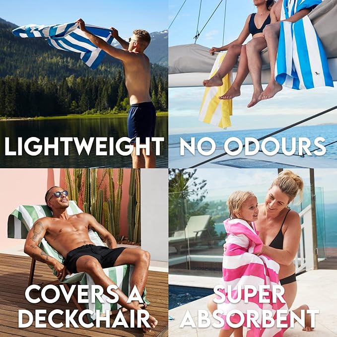 Dock & Bay Beach Towel - Quick Dry, Sand Free - Compact, Lightweight - 100% Recycled - Includes Bag - Cabana Light - Malibu Pink - Extra Large (200x90cm, 78x35)-GravixFit