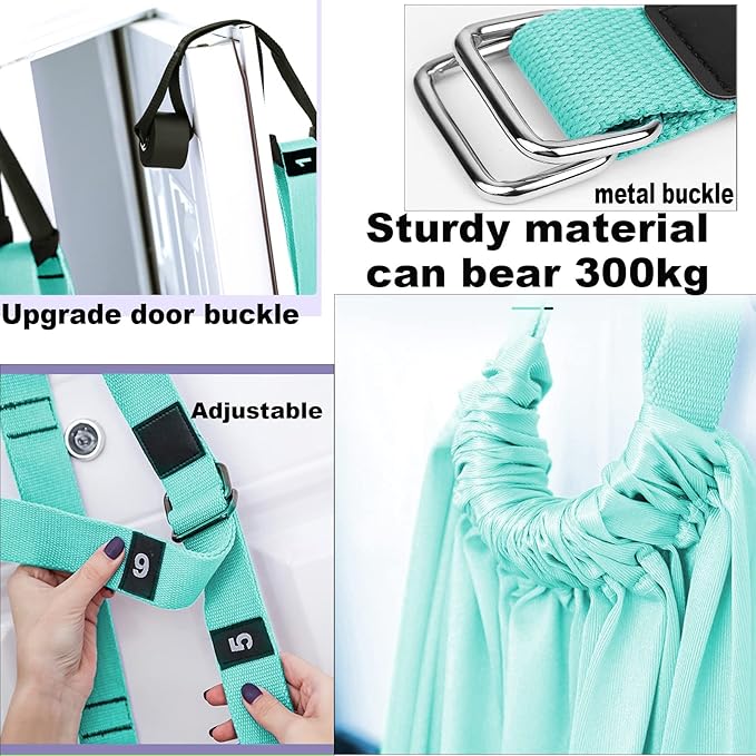 Tchrules Leg Stretcher Strap, Backbend Training Belt with Door Anchor, Flexibility Trainer Stretching Equipment Assist Stretch Strap for Fitness Gymnastics Dance Aerial Yoga Ballet-GravixFit