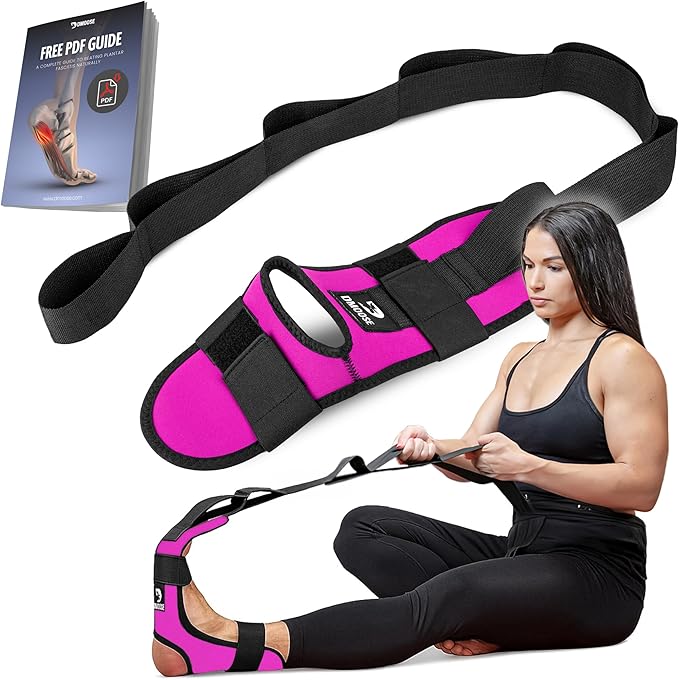 DMoose Fitness Foot & Calf Stretcher with Adjustable Padded Stretching Strap for Plantar Fasciitis, Hamstring, Heel Spurs and Achilles Tendonitis Relief - Yoga Leg Stretch Strap for Flexibility-GravixFit