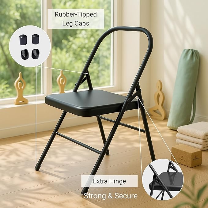 Yogikuti Yoga Chair(Standard) Backless/Folding Chair for Restorative & Iyengar Yoga Practie, Meditation/Fitness-GravixFit
