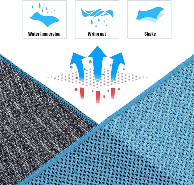 Biange Cooling Towel (Pack of 20, 40"x12") with Pouches for Sports, Workout, Fitness, Gym, Yoga, Golf, Pilates, Travel, Camping & More-GravixFit
