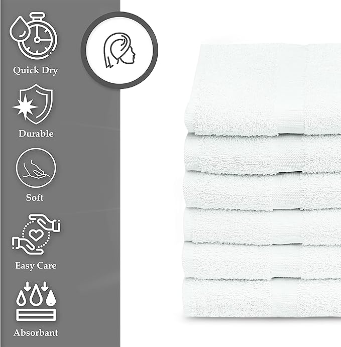 GOLD TEXTILES 36 Pack White Small Bath Towels 20x40 Inches - Cotton Blend Economy Cheap Bulk Bath Towels for Commercial Uses, Gym, Salon, Spa & Hair - Lightweight Quick Drying (36 White)-GravixFit