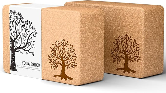 Cork Yoga Blocks 2 Pack Set, Natural Cork Soft Non-Slip Yoga Blocks, High Density & Eco Friendly Yoga Accessories for Women| Men, Ideal for Yoga, Pilates, Stretching and Toning-GravixFit