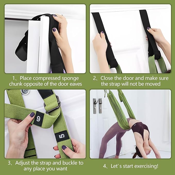 Leg Stretcher Strap, Stretching Equipment with Door Anchor Flexibility Trainer Backbend Assist for Dance Aerial Yoga Ballet Leg Stretching Exercise-GravixFit