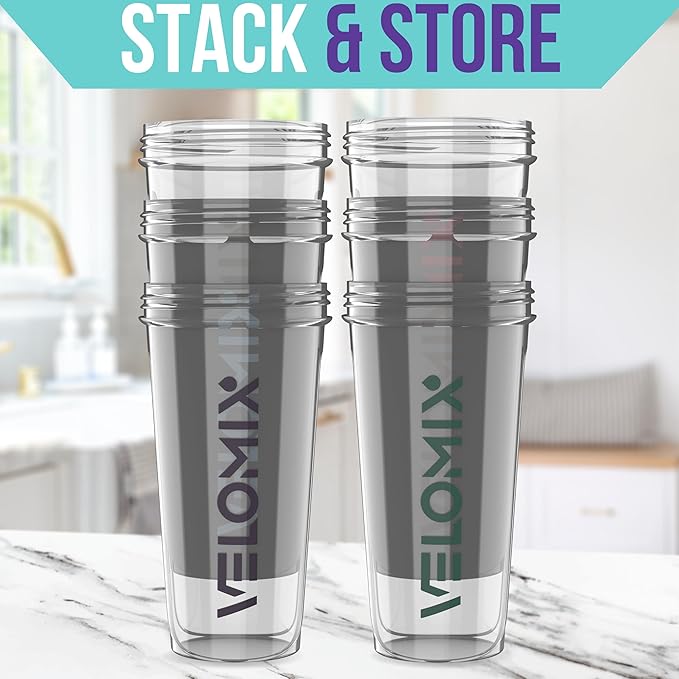 '-6 PACK- 28 oz Protein Shaker Bottle for Protein Mixes - 6x Wire Whisk | Leak Proof Shaker Cups for Protein Shakes | Protein Shaker Bottle Pack | Protein Shake Cup (Muted Clarity)-GravixFit