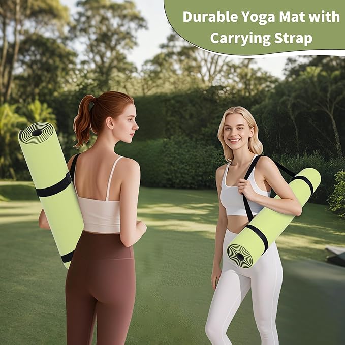 HAHE Non Slip Yoga Mat Wide, (72"L X 32"W, 0.24" Thick) Large Fitness Exercise Mat with Carrying Strap, Eco-Friendly POE Yoga Mats for Home, Gym, Pilates, Stretching-GravixFit