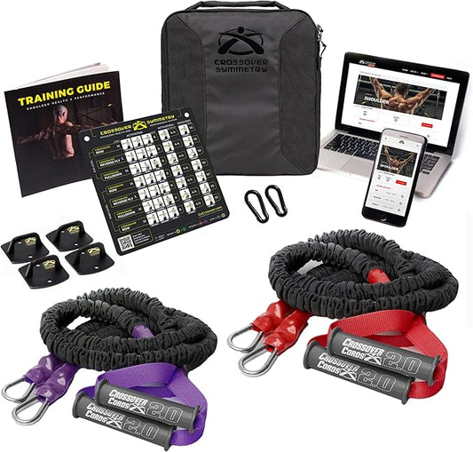 Crossover Symmetry Shoulder System Includes Two Sets of Resistance Bands Attachments Training Guide Exercise Chart Online Workouts for Home Fitness Rehab Rotator Cuff Exercises-GravixFit