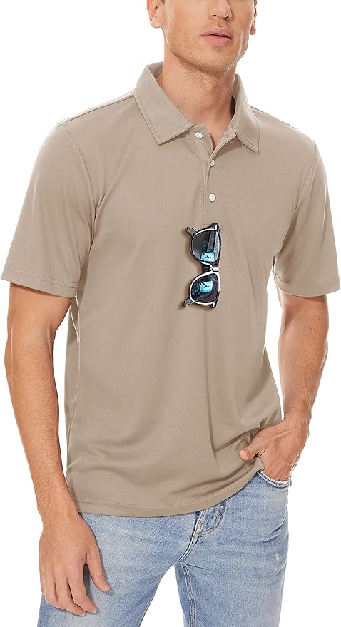 MAGCOMSEN Men's Polo Shirts 3 Buttons Casual Work T Shirts Quick Dry Short Sleeve Golf Shirt Pique Jersey Outdoor Performance-GravixFit