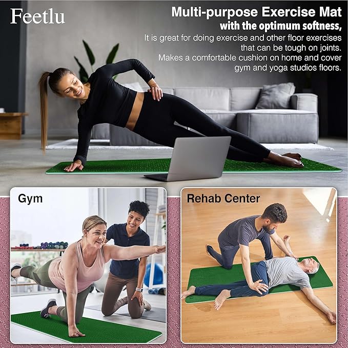 Extra Thick Exercise Yoga Mat with Strap - 2/5 Inch (10MM), Non-Slip Workout Mat for Yoga, Pilates, and Floor Exercises-GravixFit