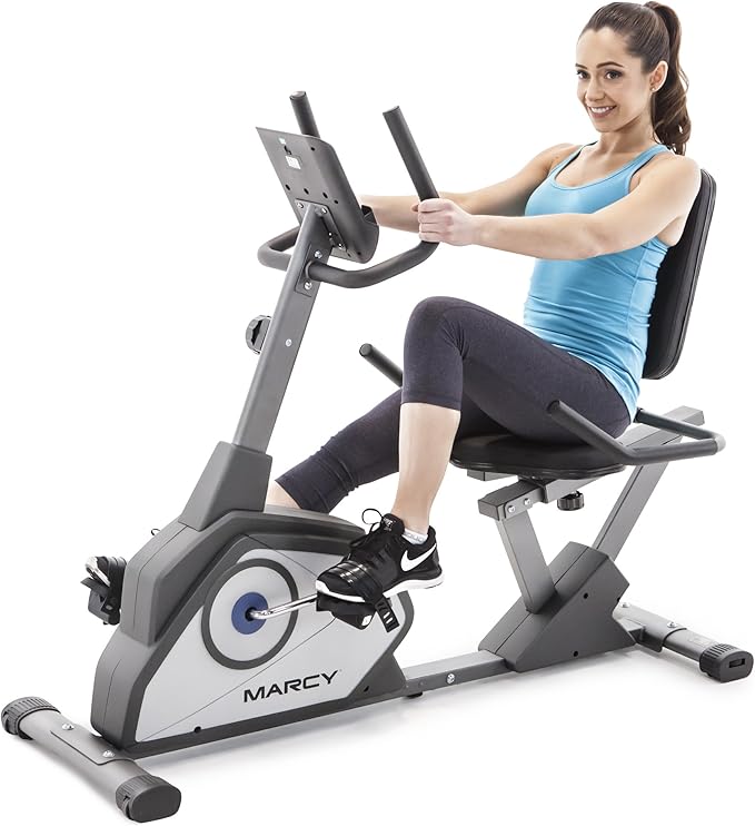 Marcy Magnetic Recumbent Exercise Bike with 8 Resistance Levels-GravixFit