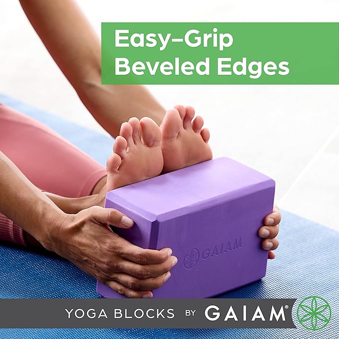 Gaiam Yoga Block - Supportive Latex-Free Eva Foam - Soft Non-Slip Surface with Beveled Edges for Yoga, Pilates, Meditation - Yoga Accessories for Stability, Balance, Deepen Stretches-GravixFit