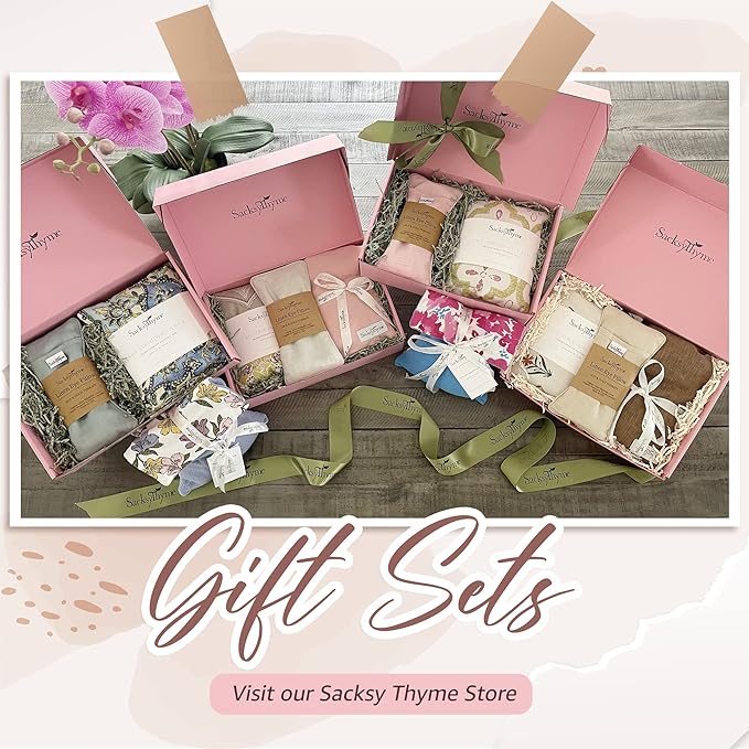 Organic Linen Eye Pillow - Lavender & Flaxseed for Relaxation, Yoga, Stress Relief - Microwavable Heating Pad & Cool Compress - Made in USA - Gifts for Meditation-GravixFit