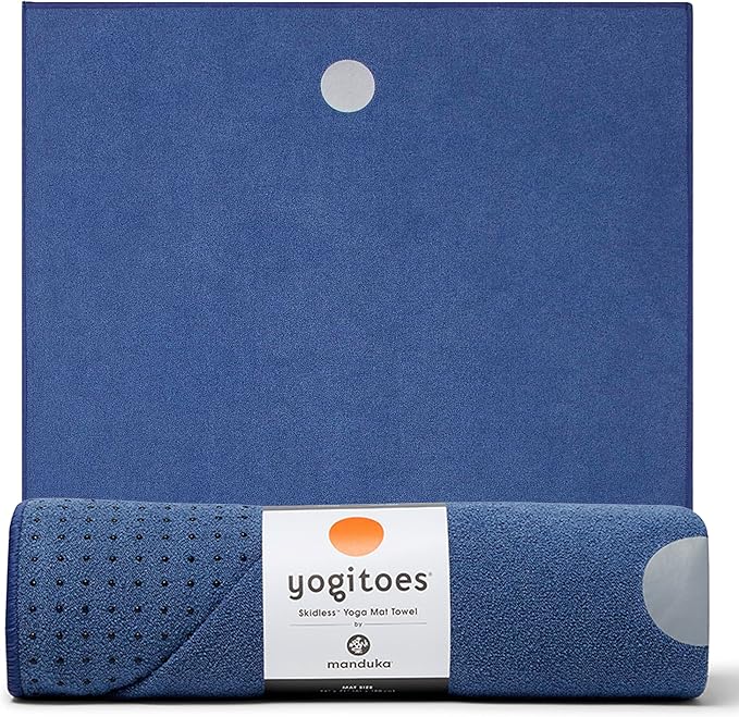Manduka Yogitoes Yoga Towel – Rubber Grip Dots Non-Slip Bottom, Quick Dry Fitness Towel for Hot Yoga, Pilates, Exercise-GravixFit