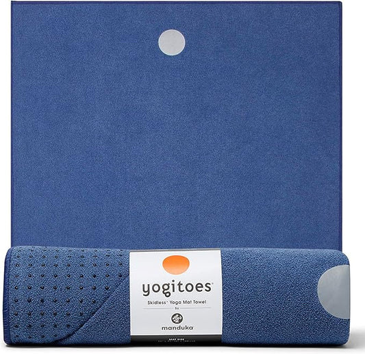 Manduka Yogitoes Yoga Towel – Rubber Grip Dots Non-Slip Bottom, Quick Dry Fitness Towel for Hot Yoga, Pilates, Exercise-GravixFit