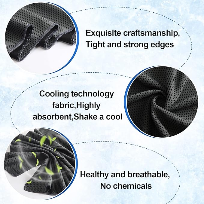 Shellwei 50 Pcs Cooling Towel 40 x 12 Inch Microfiber Workout Towels Breathable Chilly Towel Ice Cool Cold Towels Bulk Fast Drying Absorbent Sweat Rag for Neck Yoga Sports Golf Gym-GravixFit