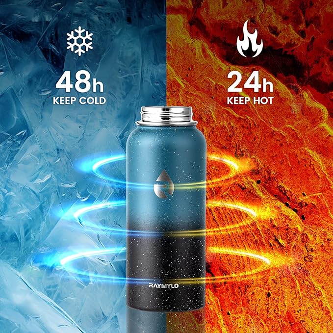 32oz Insulated Water Bottle, Triple Wall Vacuum Stainless Steel Water Bottles - Keeps Cold 48H, Reusable Metal water flask Jug for Gym, Sports, Camping, Hiking,Travel, Midnight Blue Speckle-GravixFit