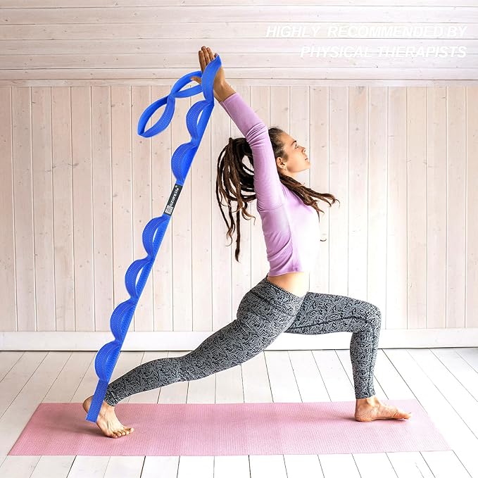 Premium Durable Stretch Straps with Loops, Stretching Strap for Physical Therapy, Multi-Loop Yoga Strap Fitness Exercise Strap for Yoga, Pilates, Dance, Flexibility&Exercise-GravixFit