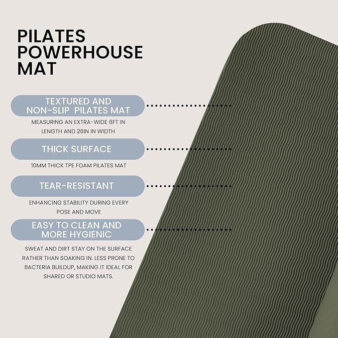 Lindywell Pilates Yoga Workout Mat Non Slip 6mm, 8mm, 10mm Thick - 6ft x 26in-GravixFit