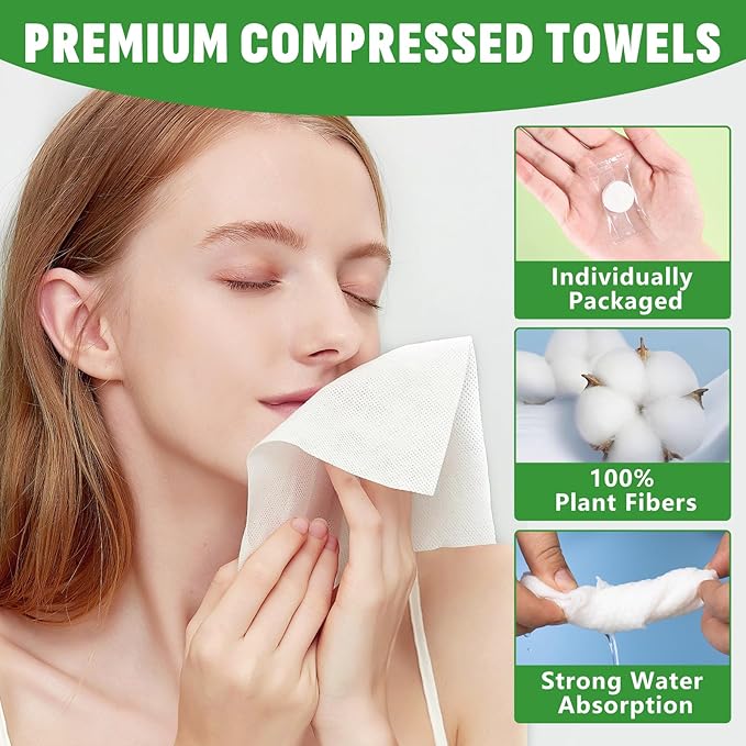 1000 PCS Compressed Towel, Mini Compressed Towel Tablets, Disposable Compressed Face Towels, Camping Towel, Portable Bulk Compressed Coin Tissues for Home, Travel, Outdoor Sports-GravixFit