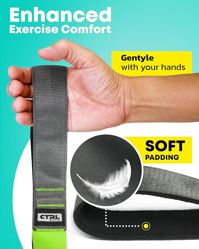 Stretching Strap with Loops - Non Elastic Stretch Band for Physical Therapy, Yoga Strap for Stretching Equipment, Stretch Bands for Exercise and Flexibility - Fascia, Hamstring & Leg Stretcher Belt-GravixFit