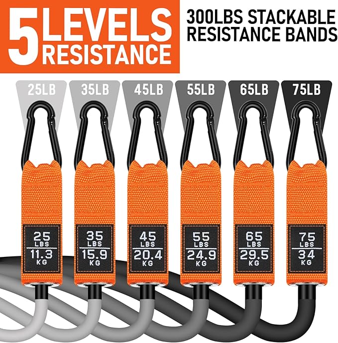 WALITO Resistance Bands Set - Exercise Bands with Handles, Door Anchor, Legs Ankle Straps, for Heavy Resistance Training, Physical Therapy, Muscle Training, Yoga, Home Workouts-GravixFit