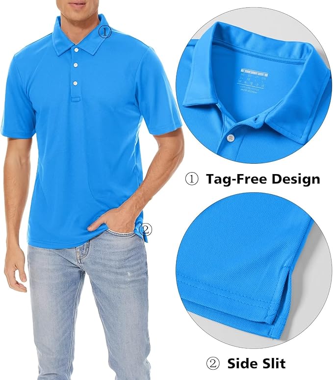 MAGCOMSEN Men's Polo Shirts 3 Buttons Casual Work T Shirts Quick Dry Short Sleeve Golf Shirt Pique Jersey Outdoor Performance-GravixFit