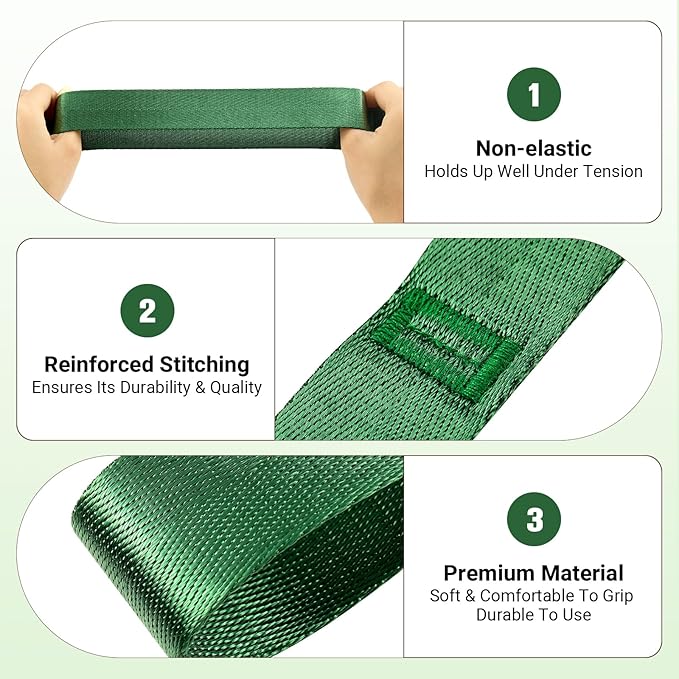 Stretch Strap With Loops For Physical Therapy, Yoga Straps For Stretching With Loops, Non-elastic Leg Straps For Knee Rehab, 8 ft Long x 1.2 inch Wide-GravixFit