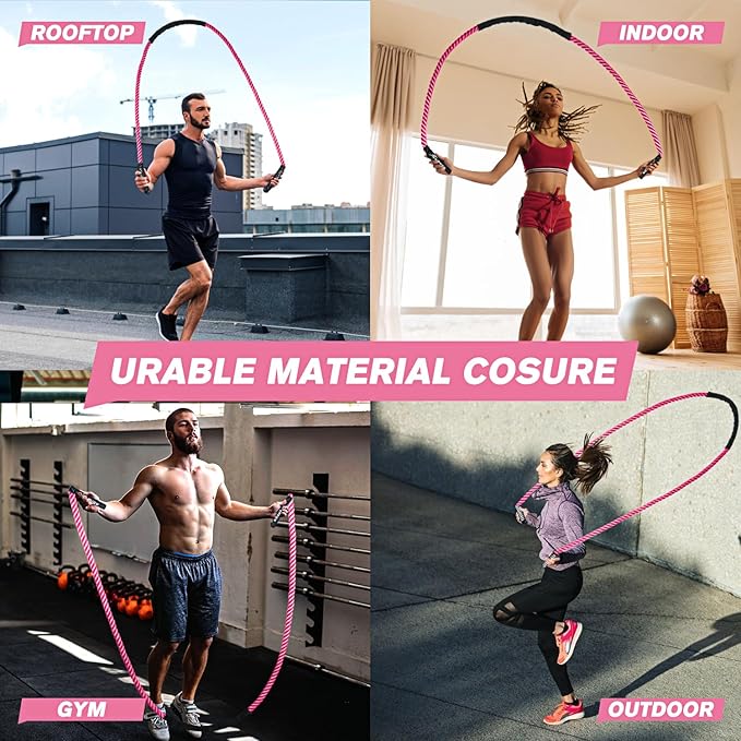 HPYGN Jump Rope, Weighted Jump Rope for Men women, 2.8lb 3.8lb 5lb Heavy Skipping Rope for Exercise, Adult Jumpropes for Home Workout, Improve Strength and Building Muscle,Total Body Workout Equipment-GravixFit