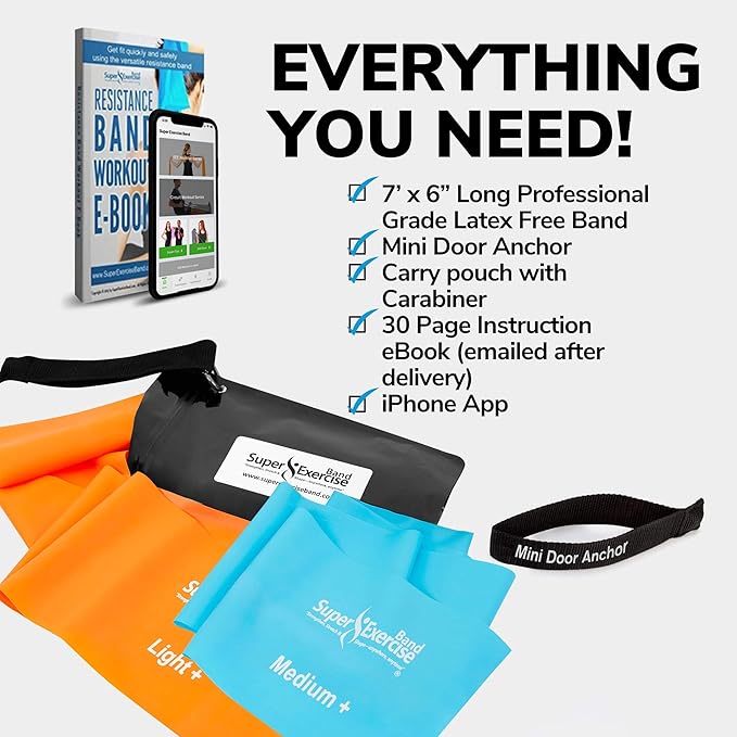 7Ft Long Resistance Bands for Stretching - Resistance Bands Set with Door Anchor - Exercise Bands Including Carry Pouch, E-Book & App - Latex-Free Workout Bands-GravixFit